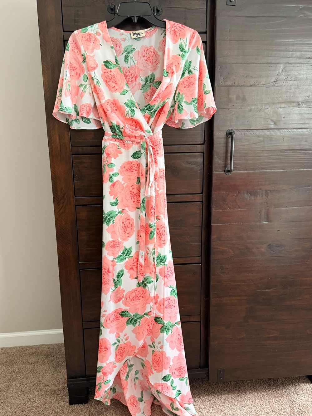 Show Me Your Mumu Floral Wrap Maxi Dress - Pink Rose Print size small